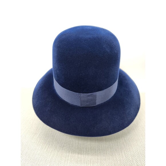 Borsalino Vintage Hat 22 1/2 Blue Felt Made In Italy Women Rare main image 7